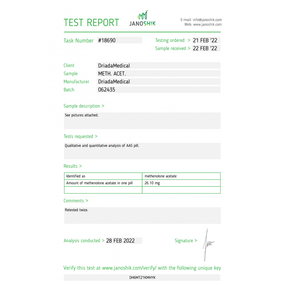 Methacetos 25 mg (Methenolone acetate)