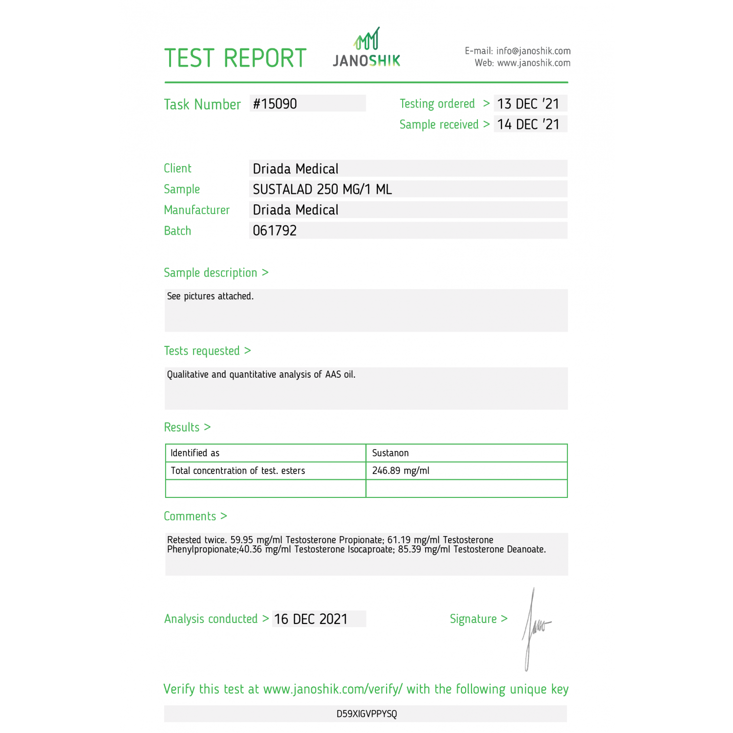 Sustalad 250 mg/ml (Sustanon) 10ml Vial